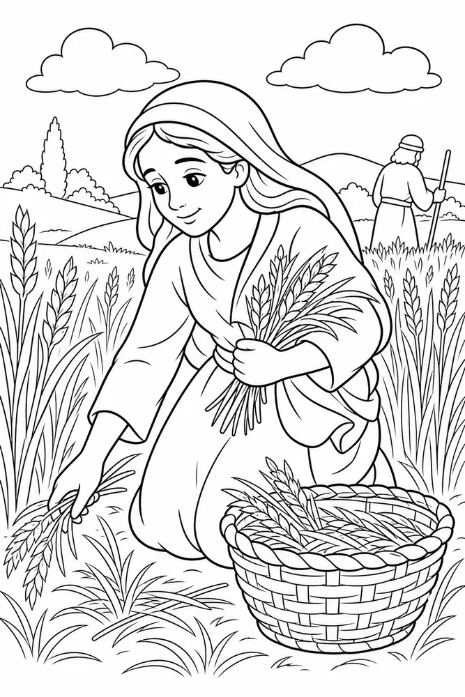 Simple Bible Ruth printable coloring page