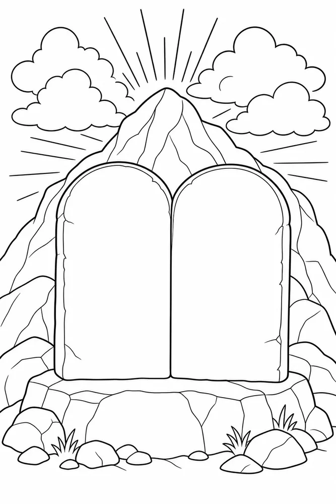 Simple Bible Ten Commandments Tablets printable coloring page