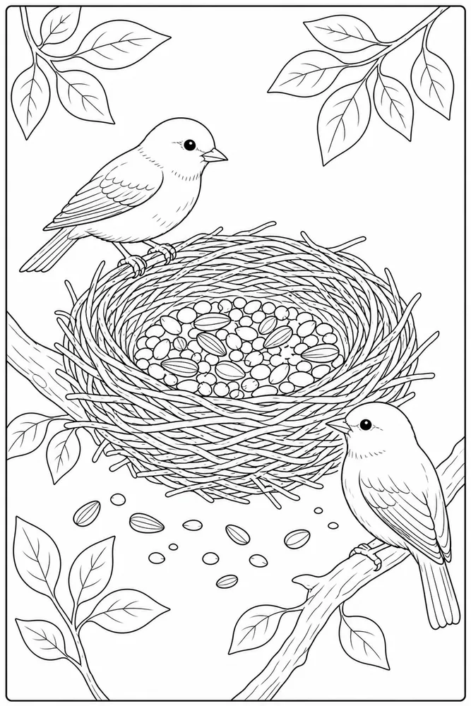 Bird Nest Bird nest seed bowl coloring page
