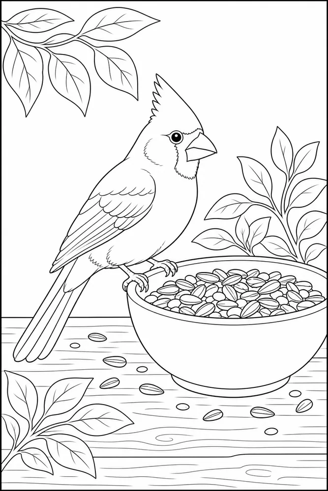 Cardinal Bird Cardinal bird seed bowl coloring page