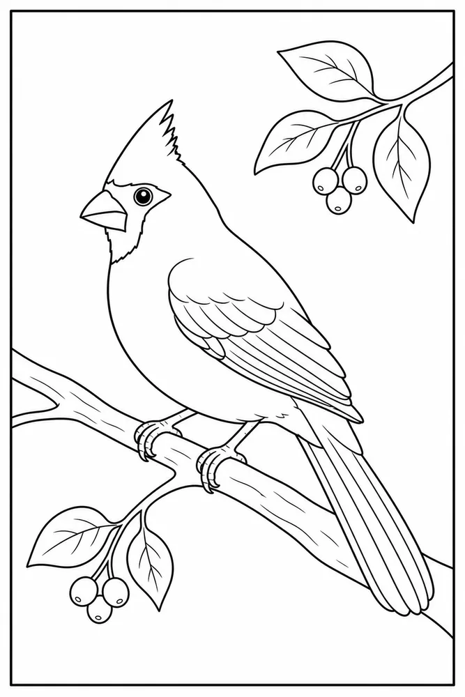 Cardinal Bird Cardinal bird simple wing pose coloring page