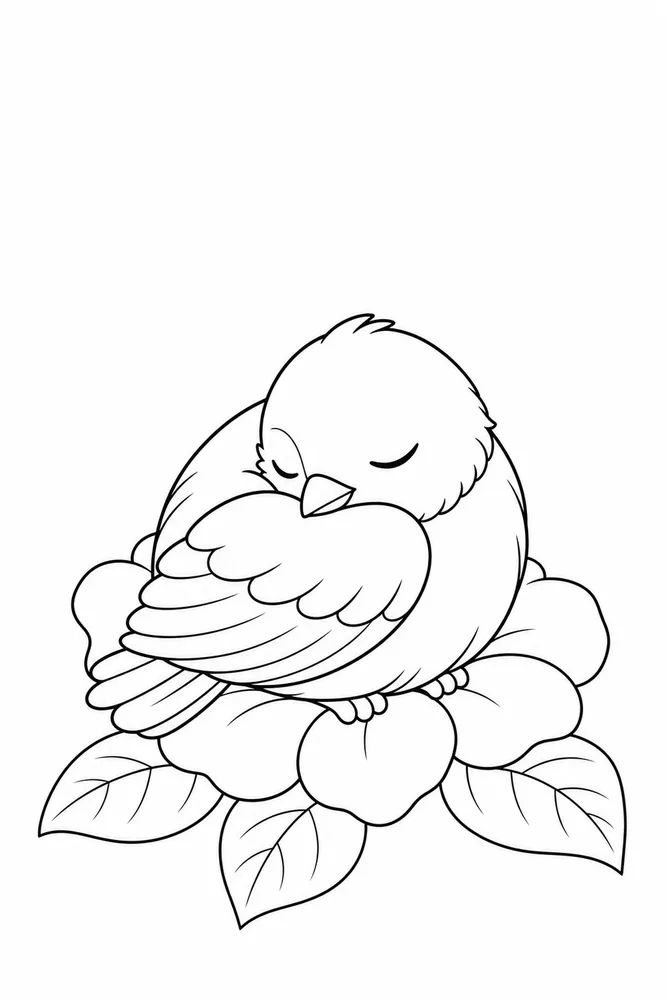Flying Bird Flying bird flower perch coloring page