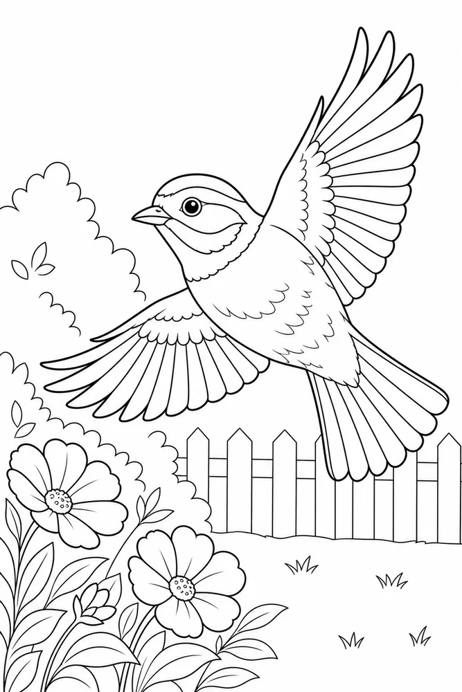 Flying Bird Flying bird garden flight coloring page
