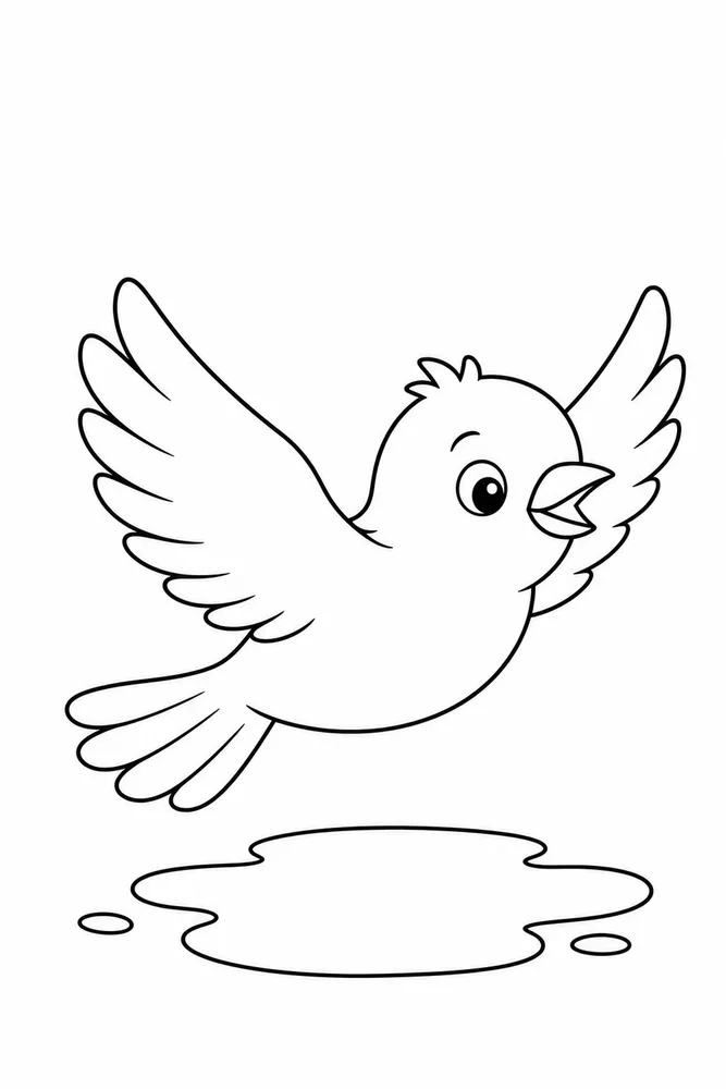 Flying Bird Flying bird rain puddle coloring page