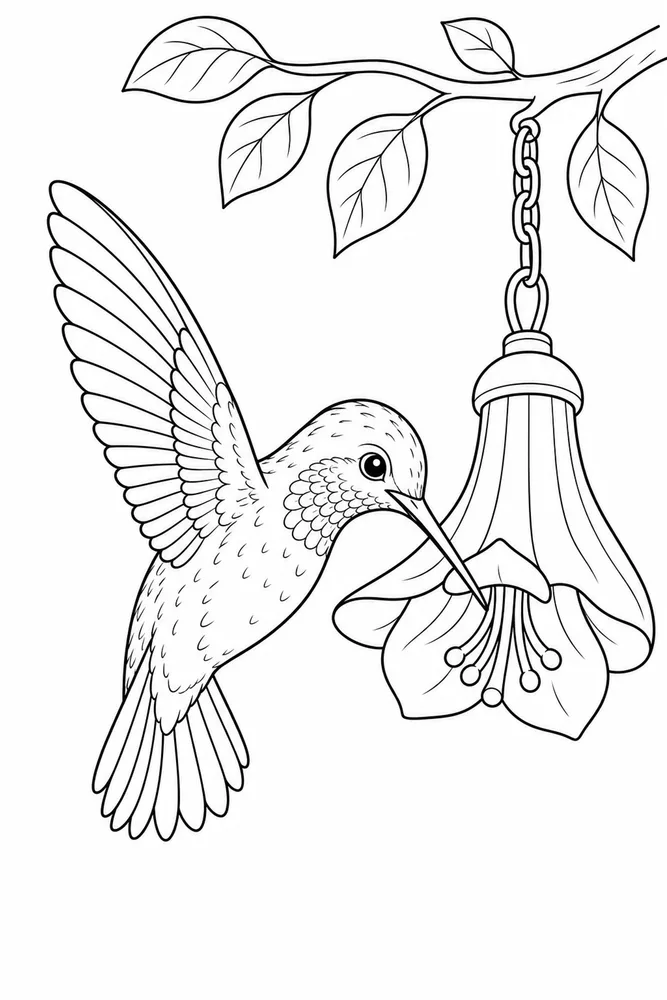 Hummingbird Hummingbird activity scene coloring page
