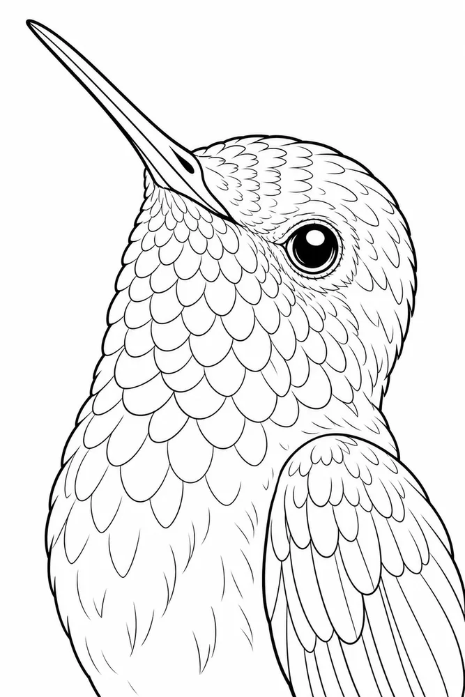 Hummingbird Hummingbird close up detail coloring page