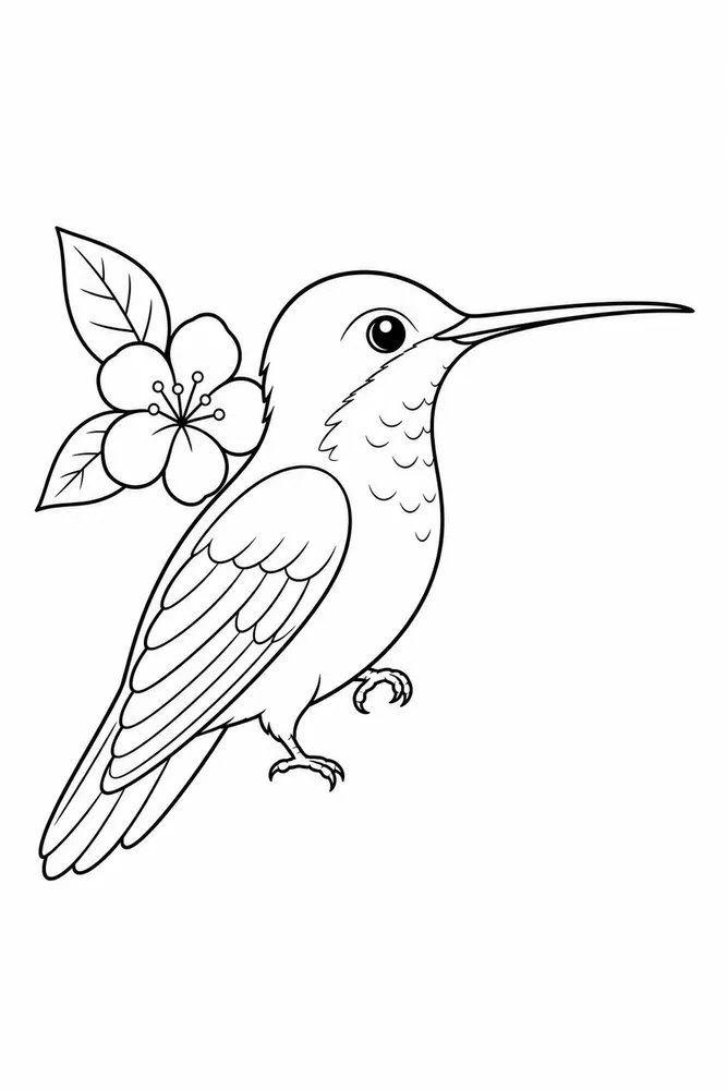 Hummingbird Hummingbird simple scene coloring page