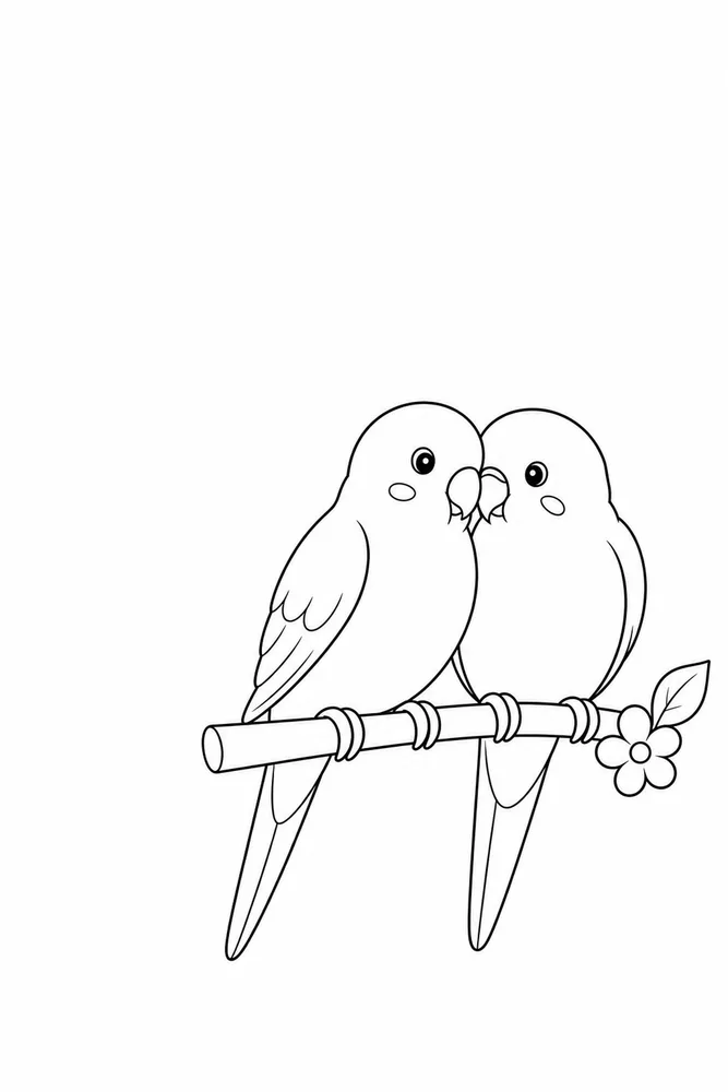 Love Birds Love birds easy beginner page coloring page