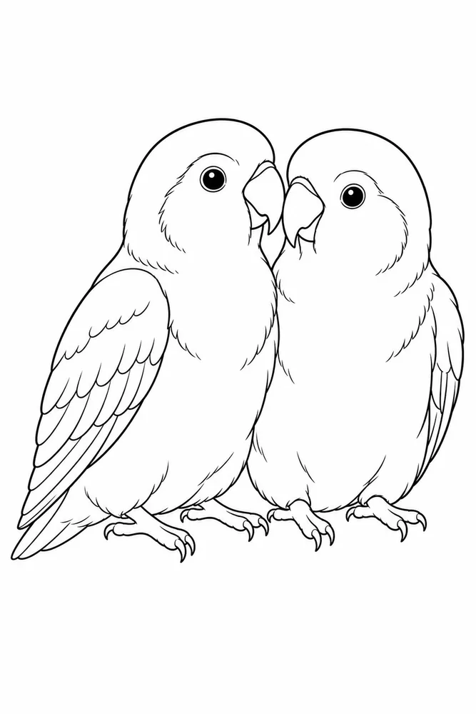 Love Birds Coloring Pages preview: Love Birds Love birds front portrait coloring page