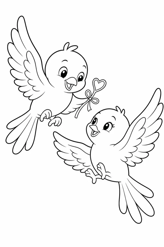 Love Birds Love birds playful pose coloring page