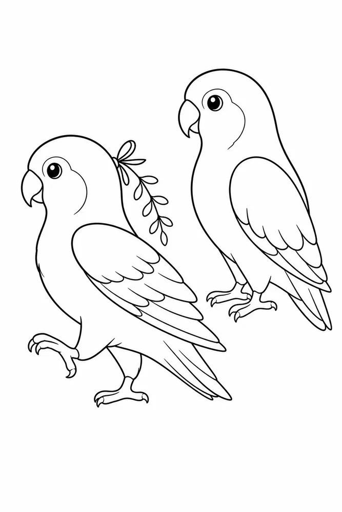 Love Birds Love birds simple scene coloring page
