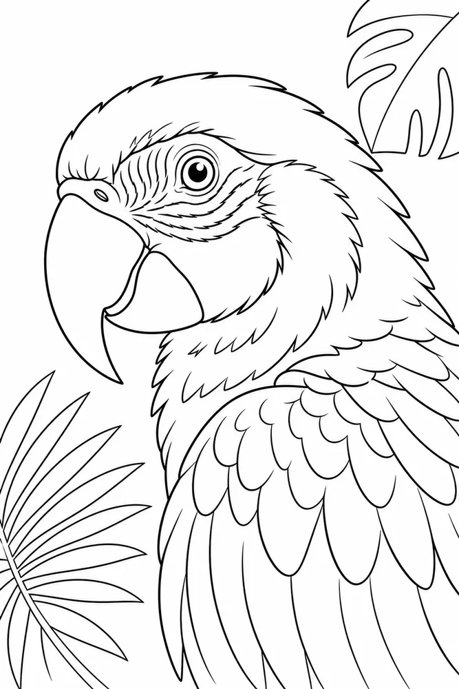 Parrot Parrot close up detail coloring page