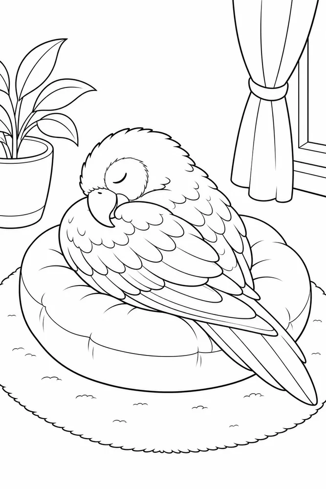 Parrot Parrot cozy indoor moment coloring page