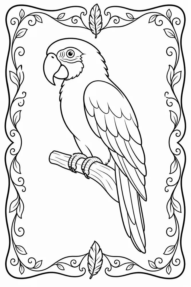 Parrot Parrot decorative border coloring page