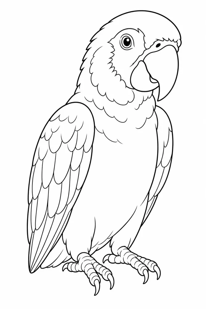 Parrot Coloring Pages preview: Parrot Parrot front portrait coloring page