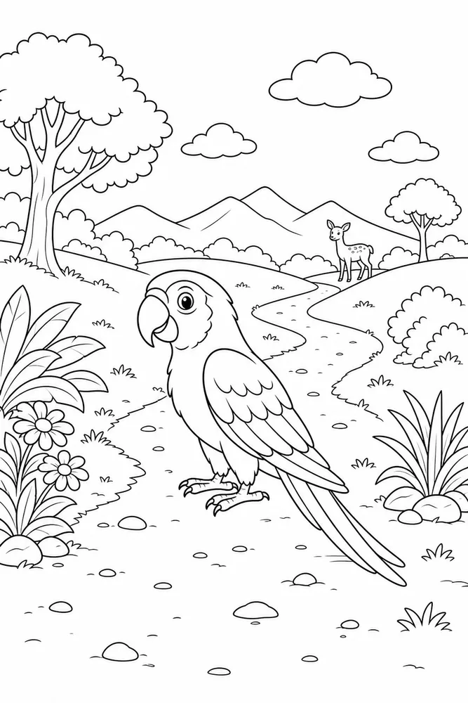 Parrot Parrot outdoor path coloring page