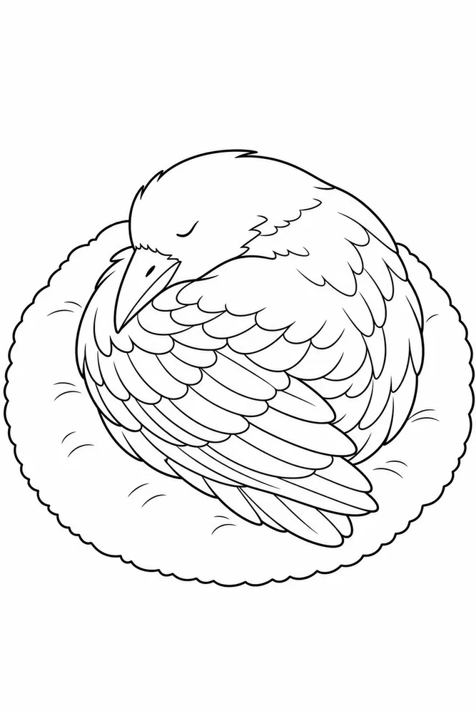 Raven Raven cozy indoor moment coloring page