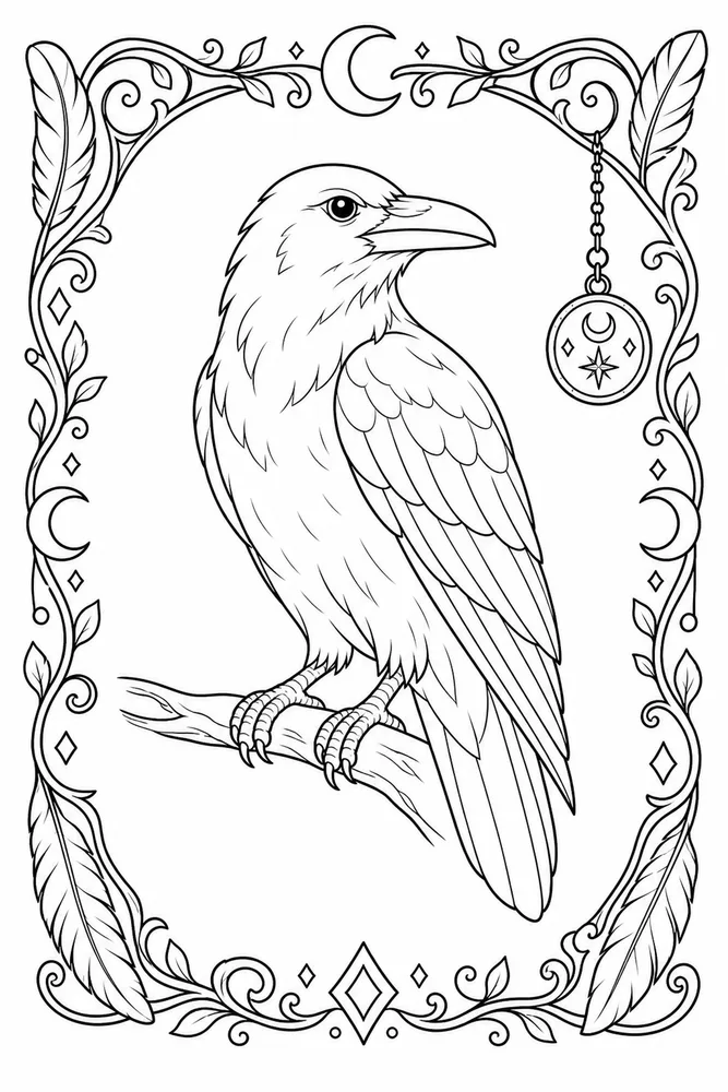 Raven Raven decorative border coloring page