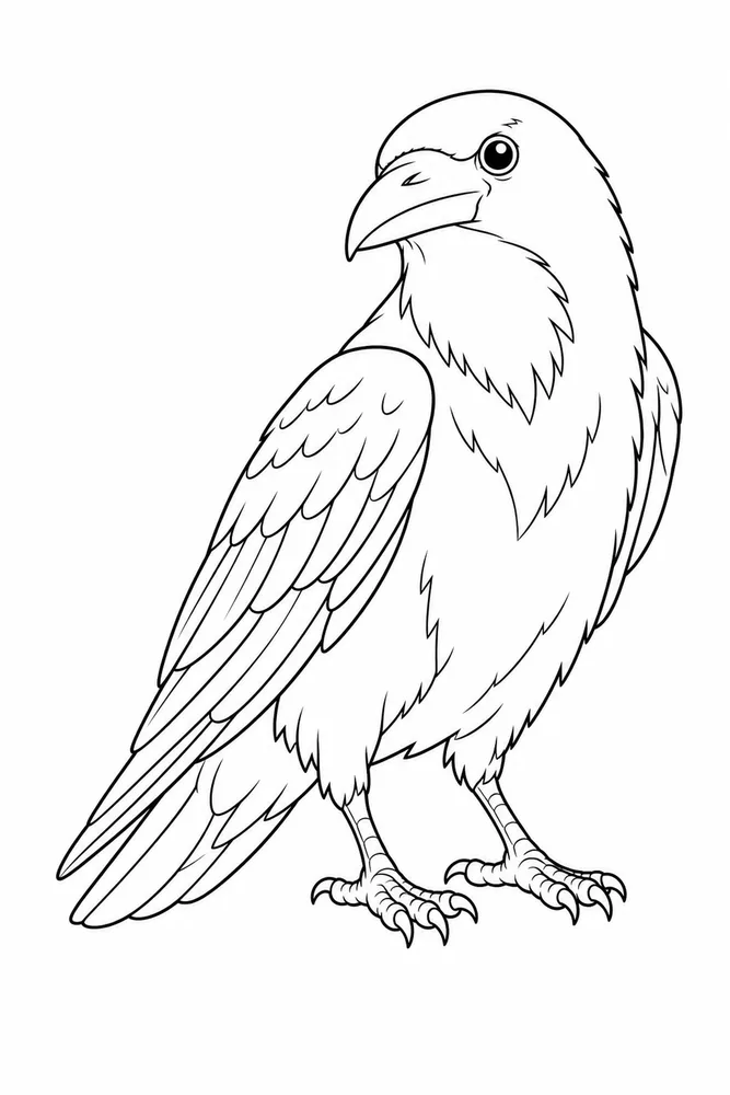 Raven Coloring Pages preview: Raven Raven front portrait coloring page