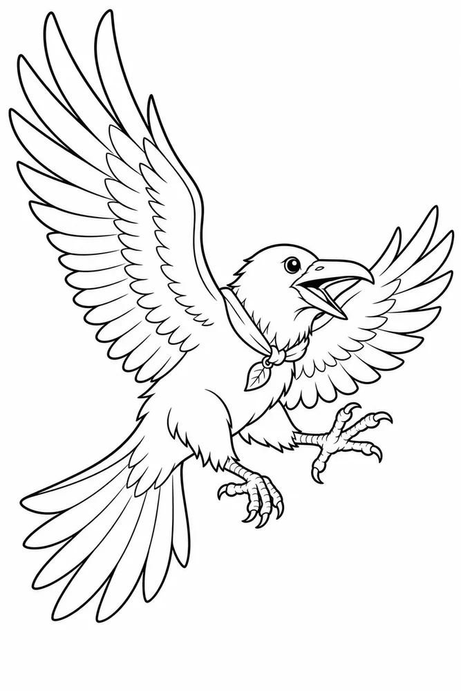 Raven Raven playful pose coloring page