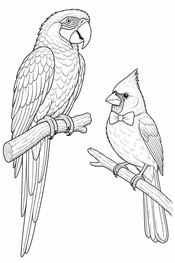 Realistic Bird Realistic bird feather detail coloring page