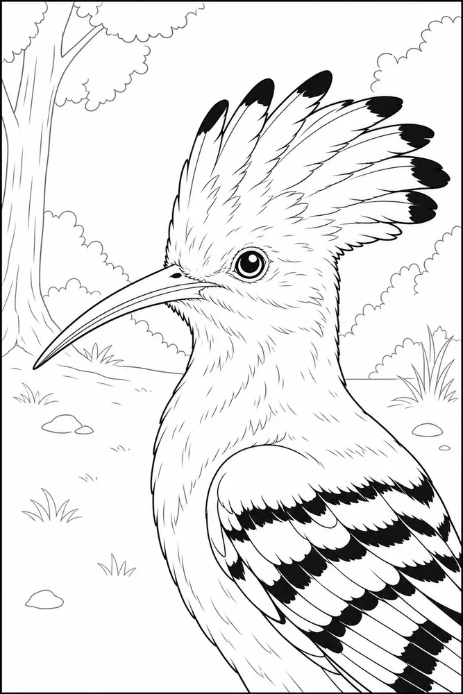 Realistic Bird Realistic bird forest clearing coloring page