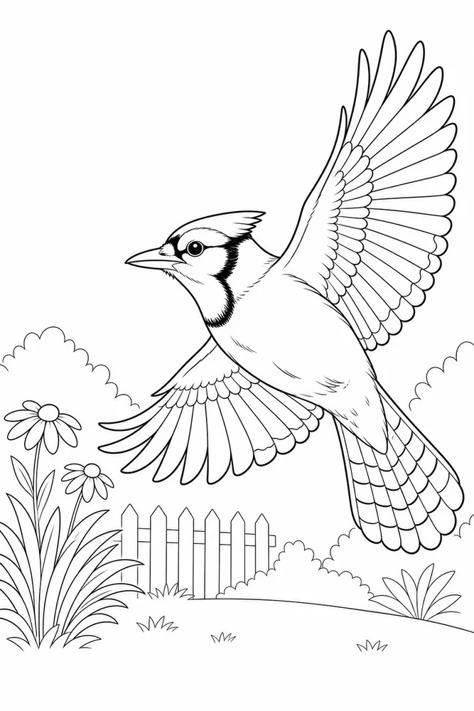 Realistic Bird Realistic bird garden flight coloring page