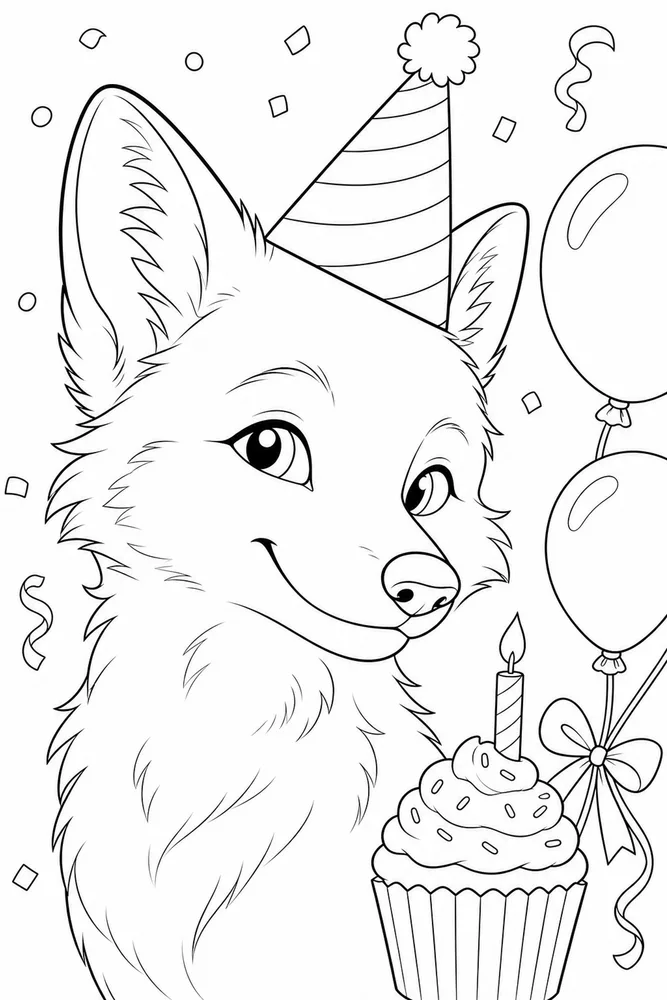 Animal Birthday Animal birthday close up detail coloring page