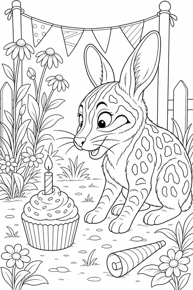Animal Birthday Animal birthday garden setting coloring page