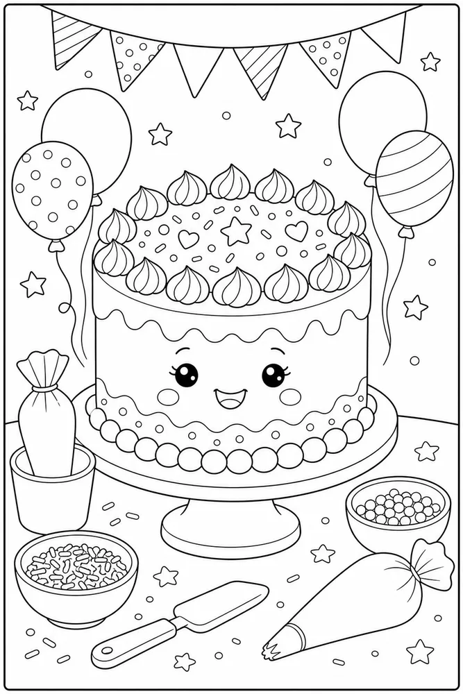 Birthday Cake Cake Decorating coloring page