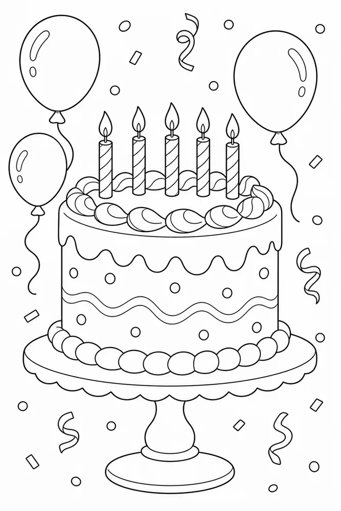 Birthday Cake Cake Stand coloring page