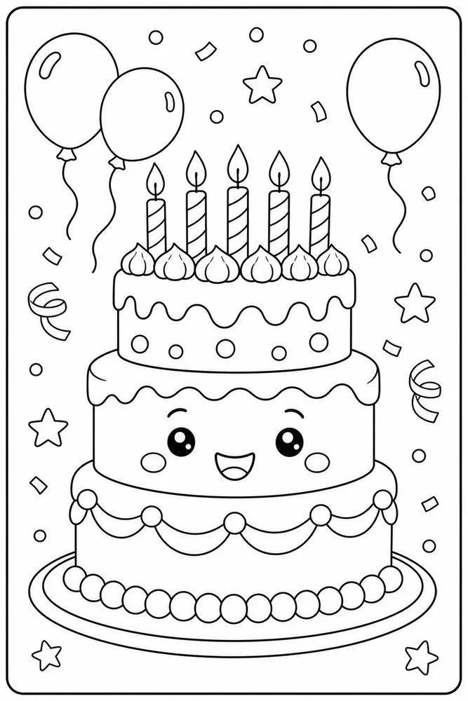 Birthday Cake Candle Cake coloring page