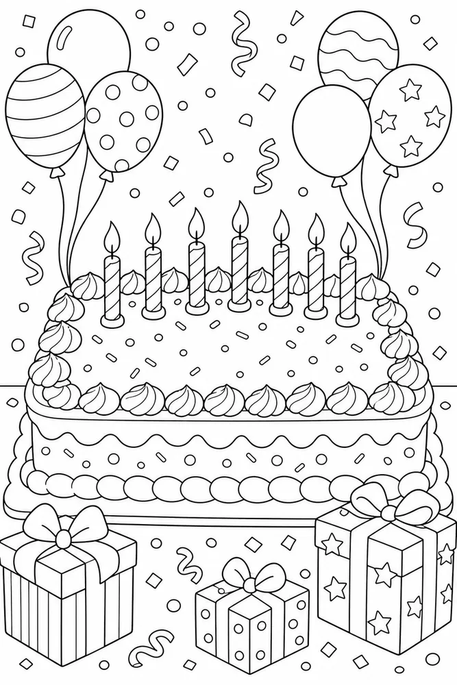 Birthday Cake Sheet Cake Shapes coloring page