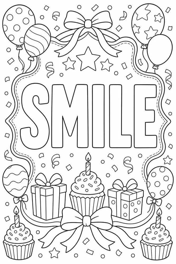 Birthday Card Balloon Card coloring page