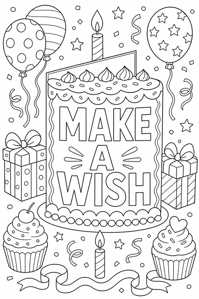Birthday Card Cake Card coloring page