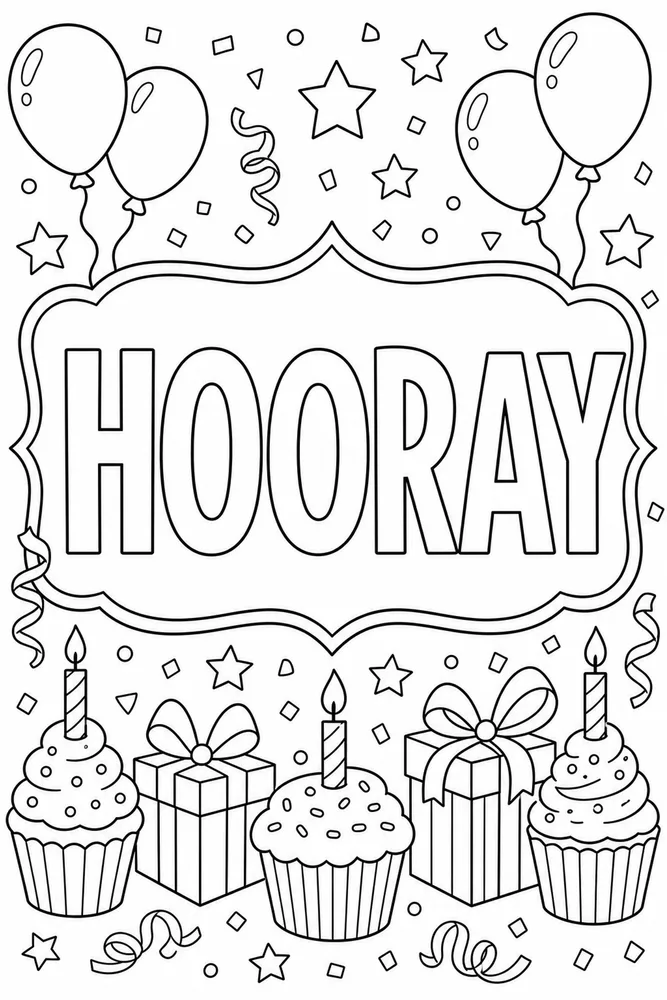 Birthday Card Confetti Card coloring page