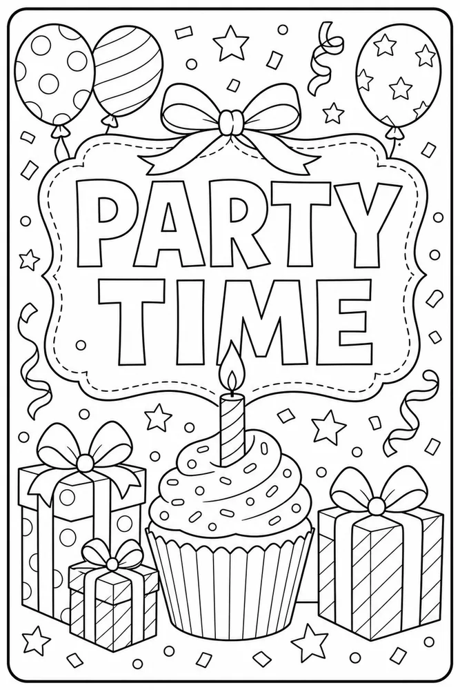 Birthday Card Cupcake Card coloring page