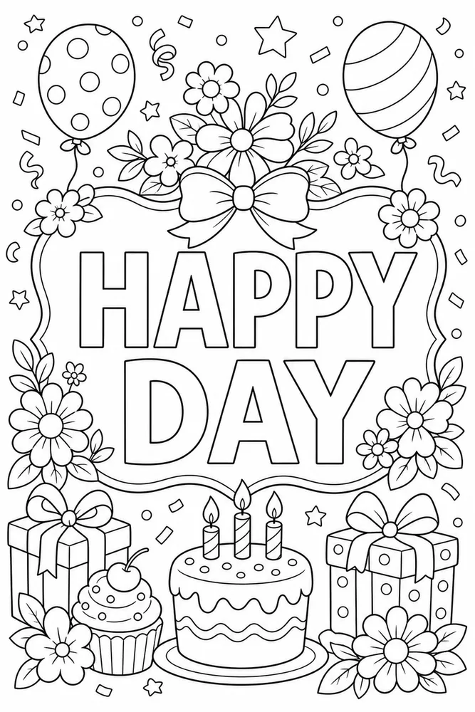 Birthday Card Flower Card coloring page