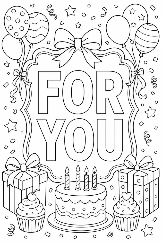 Birthday Card Present Card coloring page