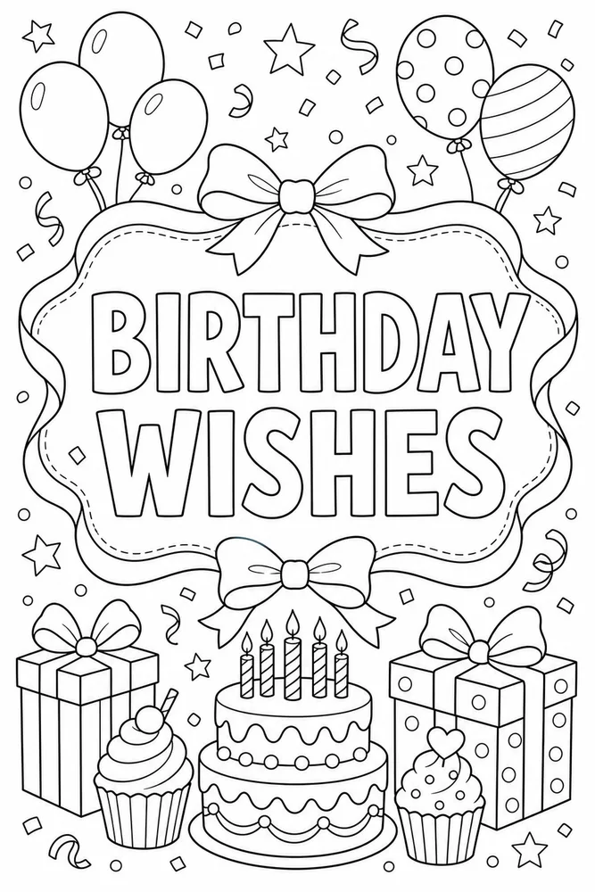 Birthday Card Ribbon Card coloring page