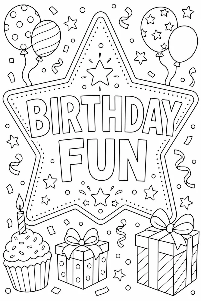 Birthday Card Star Card coloring page