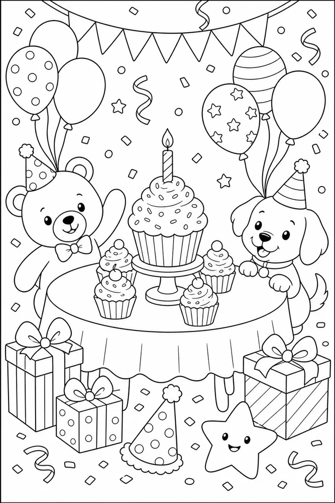 Birthday Party Confetti Floor coloring page