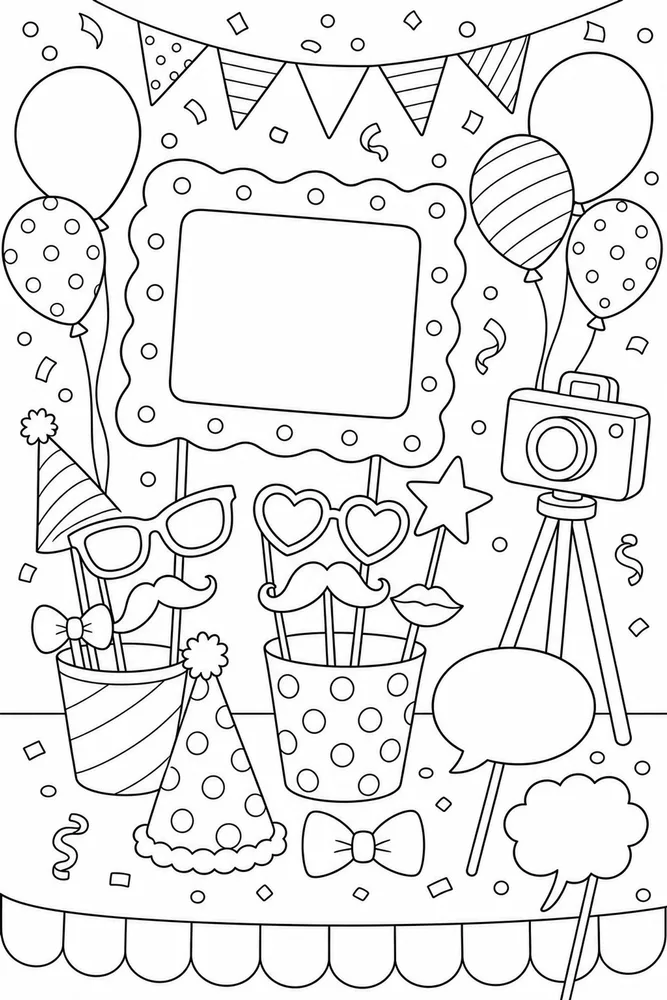 Birthday Party Photo Booth Props coloring page