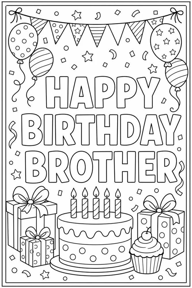 Family Birthday Brother Party Frame coloring page