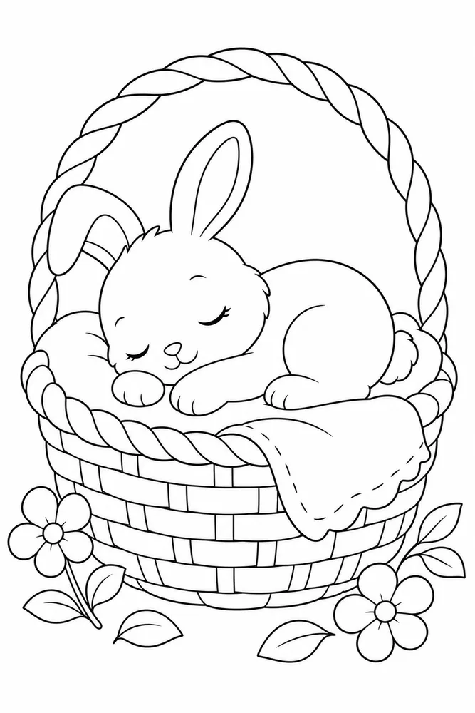 Baby Bunny Baby Bunny Basket Nap coloring page