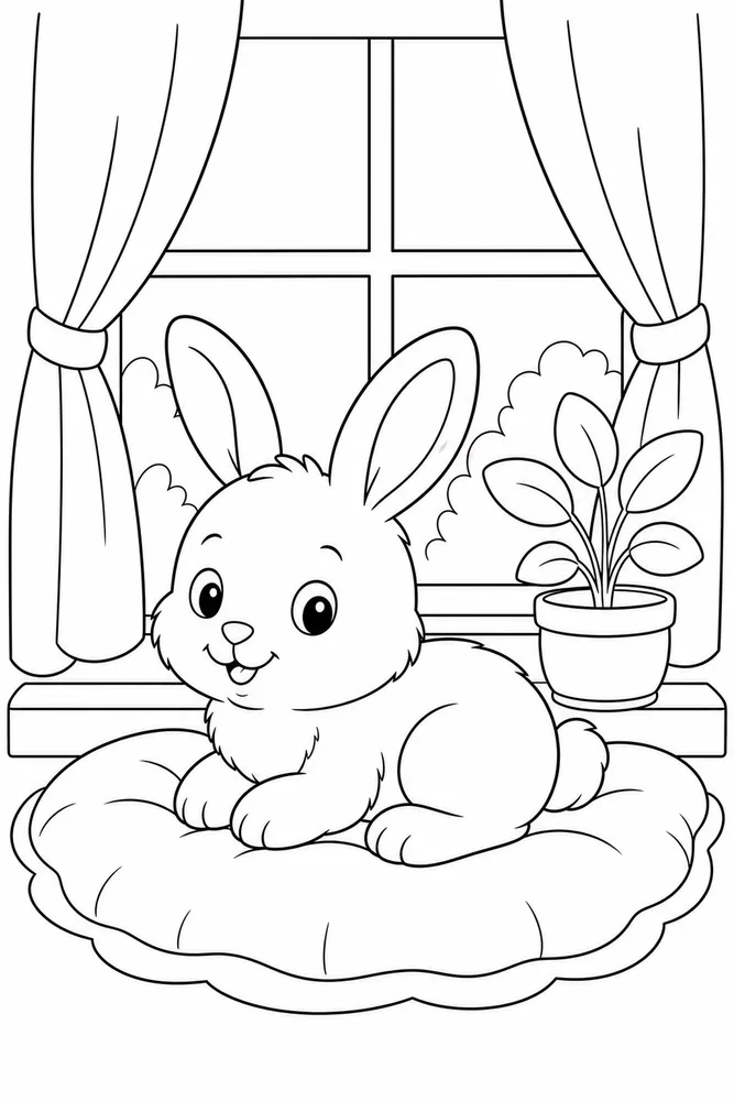 Baby Bunny Baby Bunny Cozy Window coloring page