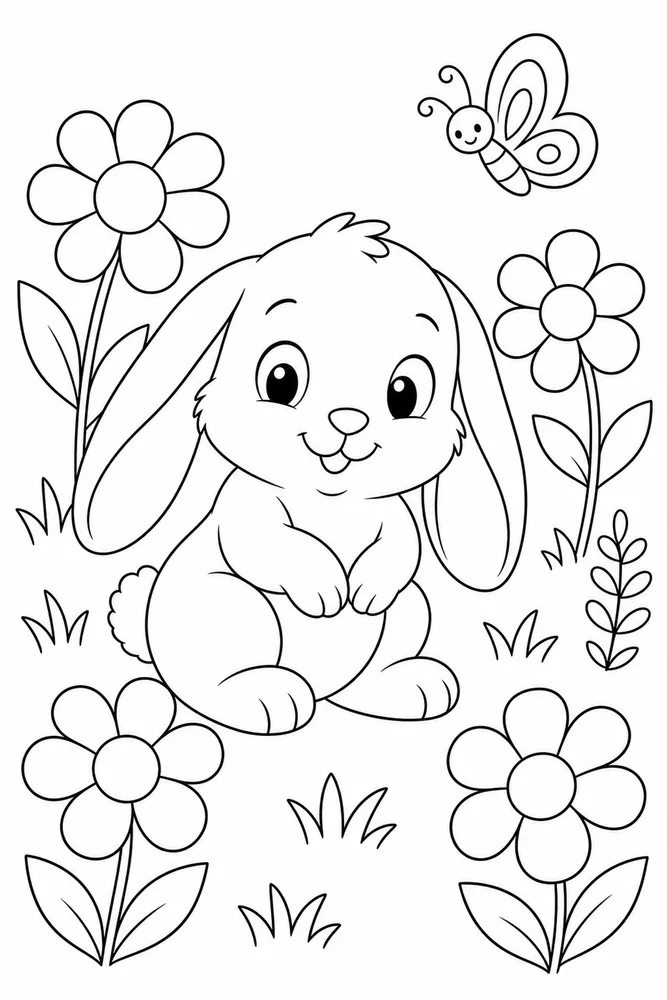 Baby Bunny Baby Bunny Flower Meadow coloring page