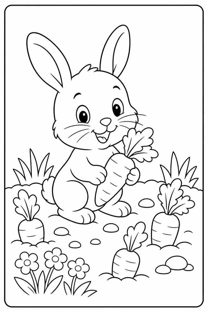 Baby Bunny Baby Bunny Garden With Carrots coloring page