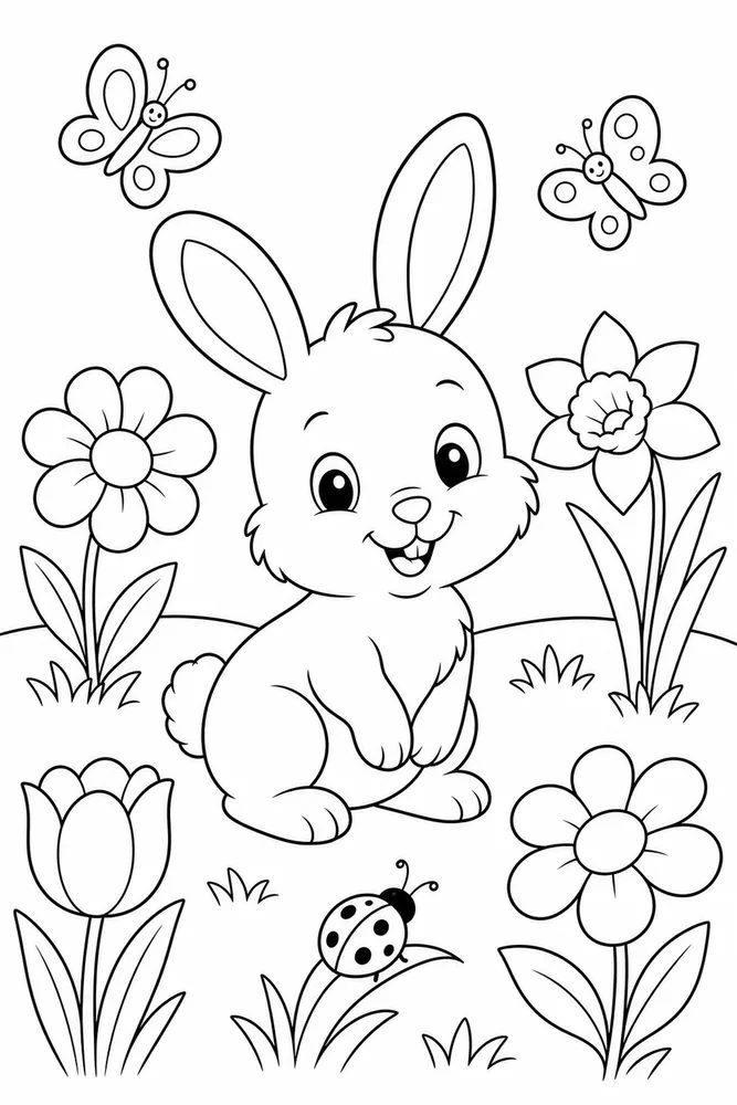 Baby Bunny Baby Bunny Spring Field coloring page