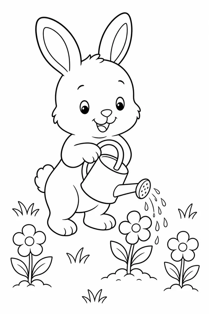 Baby Bunny Baby Bunny Watering Can coloring page